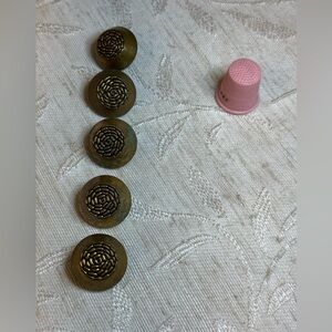 5 Vintage Brass 36L Spiral Weave Metal Buttons for Blazers & Coats 22mm